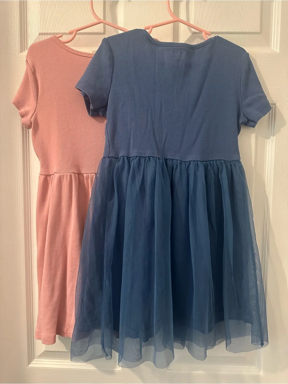 Carter's Pink and Navy Knit Tee Dresses with Tulle Skirt
